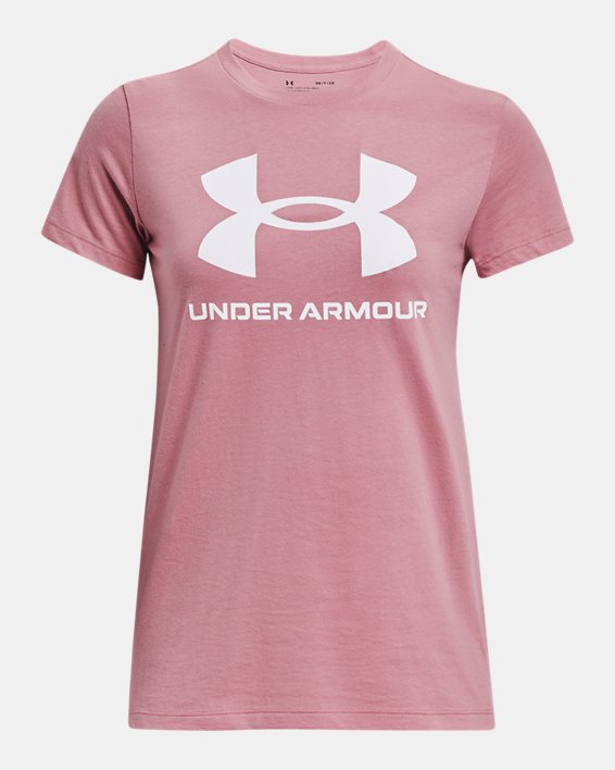 女士UA Sportstyle Graphic短袖T恤 in Pink image number 4